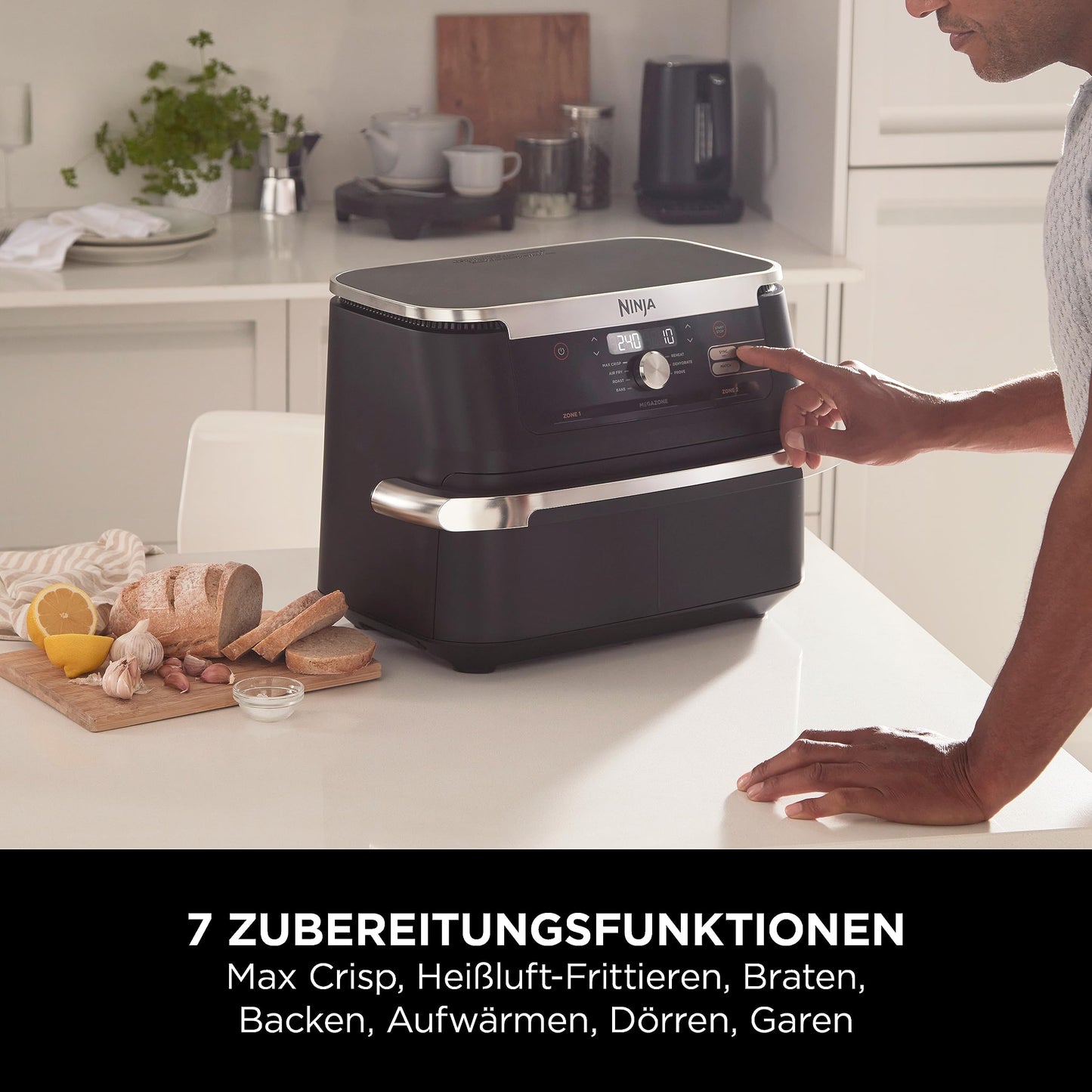 Ninja Foodi FlexDrawer Dual Zone Heißluftfritteuse 7-in-1, 10,4L Airfryer Schwarz AF500EU
