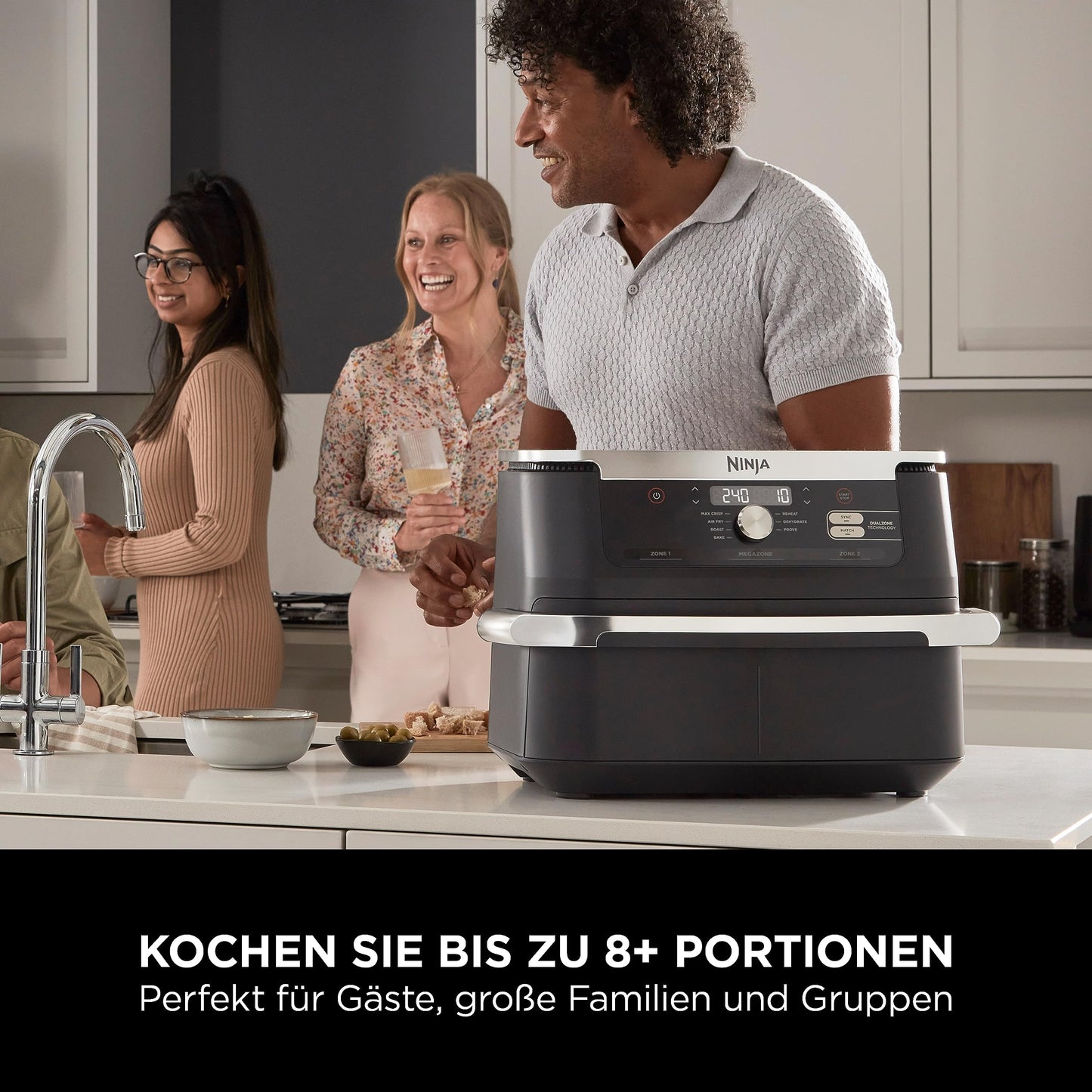 Ninja Foodi FlexDrawer Dual Zone Heißluftfritteuse 7-in-1, 10,4L Airfryer Schwarz AF500EU